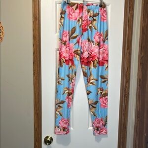 Agnes & Dora Floral Leggings - Blue and Pink NWT